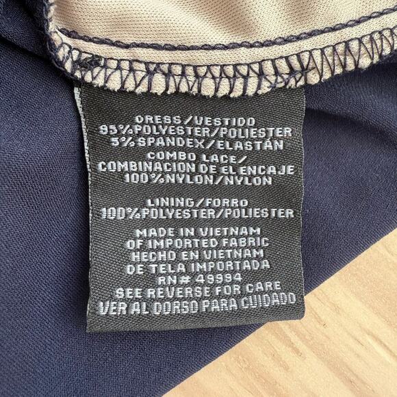 R&M Richards Navy Sequin and Lace Sleeveless Formal Evening Gown Maxi Dress, 4P - Picture 12 of 12